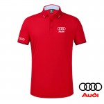 2022 Polo Audi Col Contrasté Homme Coton Piqué Manche Courte