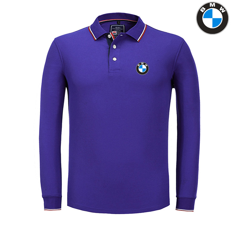 2022 Polo BMW Manche Longue Col Contrasté Coton Homme Regular Fit