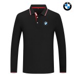 2022 Polo BMW Manche Longue Coton Col Contrasté Homme Regular Fit