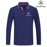 2022 Polo Mercedes Benz Homme Manche Longue Col Contrasté Coton Respirant