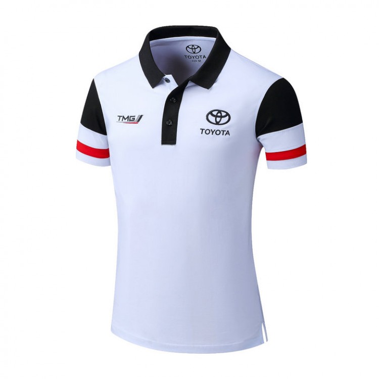 2022 Polo Toyota Homme TMG Brodée Coton Col Contrasté Slim Fit