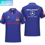 2024 Polo McLaren Mercedes-Benz Col Contrasté Coton Homme Manche Courte