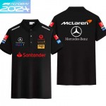 2024 Polo McLaren Mercedes-Benz Coton Homme Couleur Unie Manche Courte