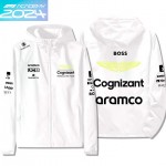 2024 Veste Boss Aston Martin Aramco Cognizant F1 Capuche Homme Coupe-vent Imperméable