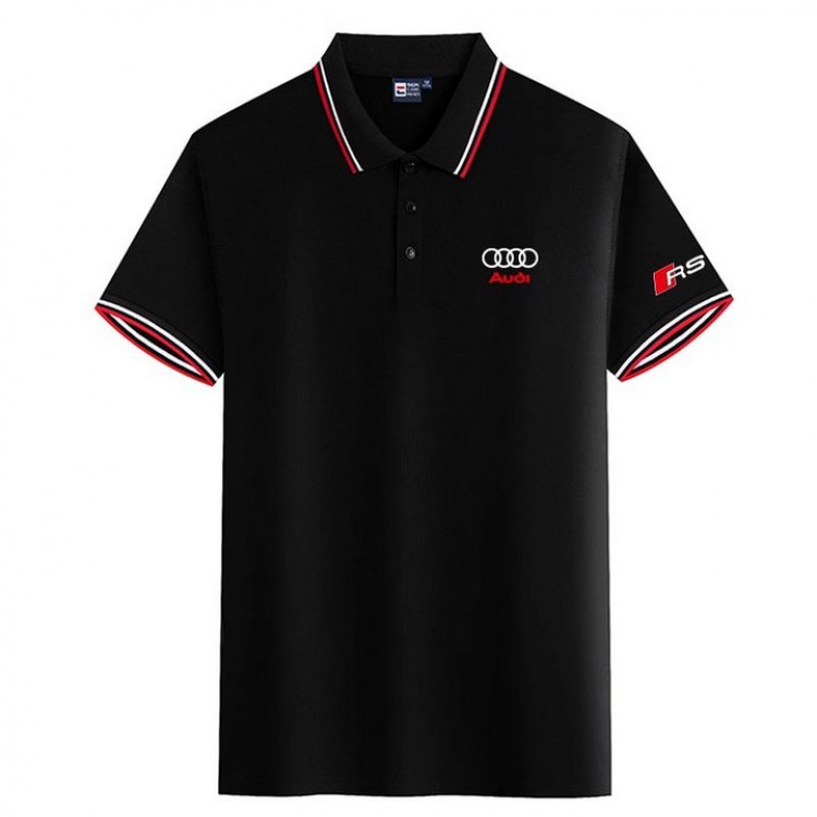 Polo Audi RS Homme Manche Courte Slim Fit Poloshirt Casual Col Contrasté