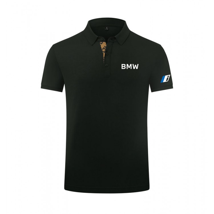 Polo BMW classique uni en coton piqué épais pour homme avec poignets cotelés