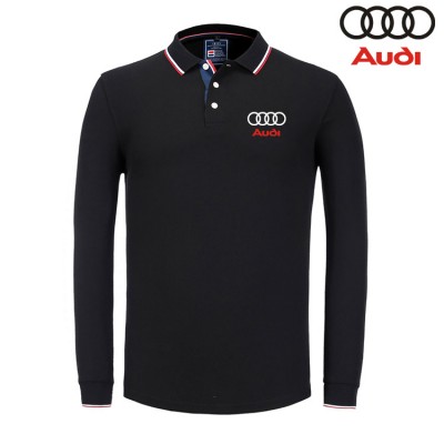 Polo Manche Longue Audi Homme 2022 Col Contrasté Coton Col Boutonné Regular Fit