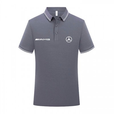 Polo Mercedes AMG Homme Manche Courte 2023 Slim Fit Poloshirt Casual Col Contrasté