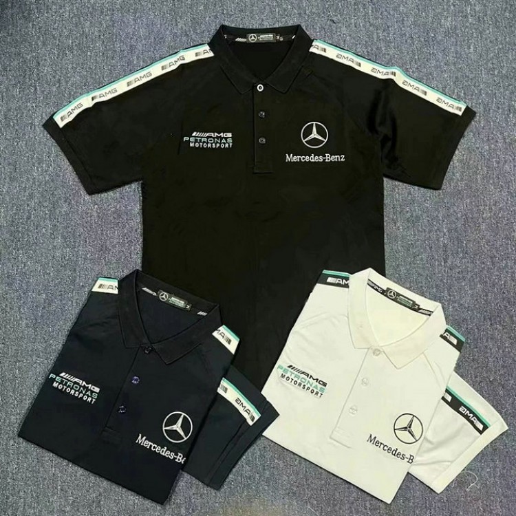 Polo Mercedes Benz AMG Petronas F1 2024 Blanc Bleu Noir Homme