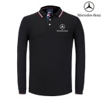 Polo Mercedes Benz Manche Longue Homme Col Contrasté Coton 2022 Regular Fit