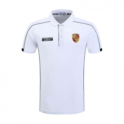 Polo Porsche Design Homme 2022 Brodée Coton Manches Courtes Col Boutonné