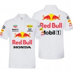 Polo Red Bull Honda Mobil 1 Coton Homme Slim Fit Manche Courte