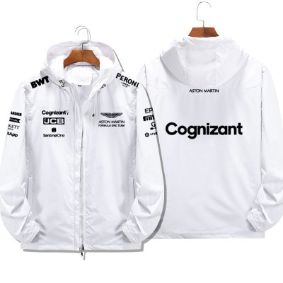 Veste Aston Martin Cognizant F1 JCB Capuche Homme Coupe-vent Imperméable